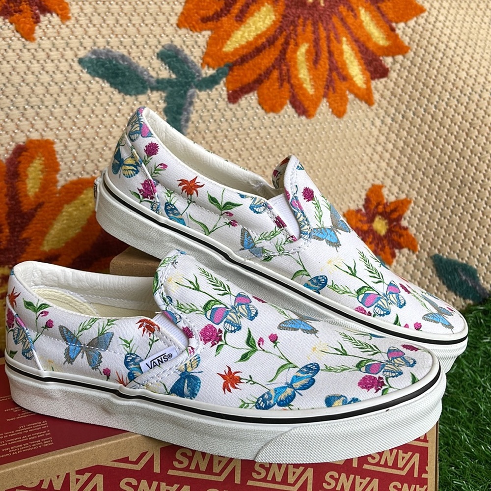 Vans Classic Slip On Butterfly Floral Marshmallow/True White Men’s sneake… - Picture 7 of 16